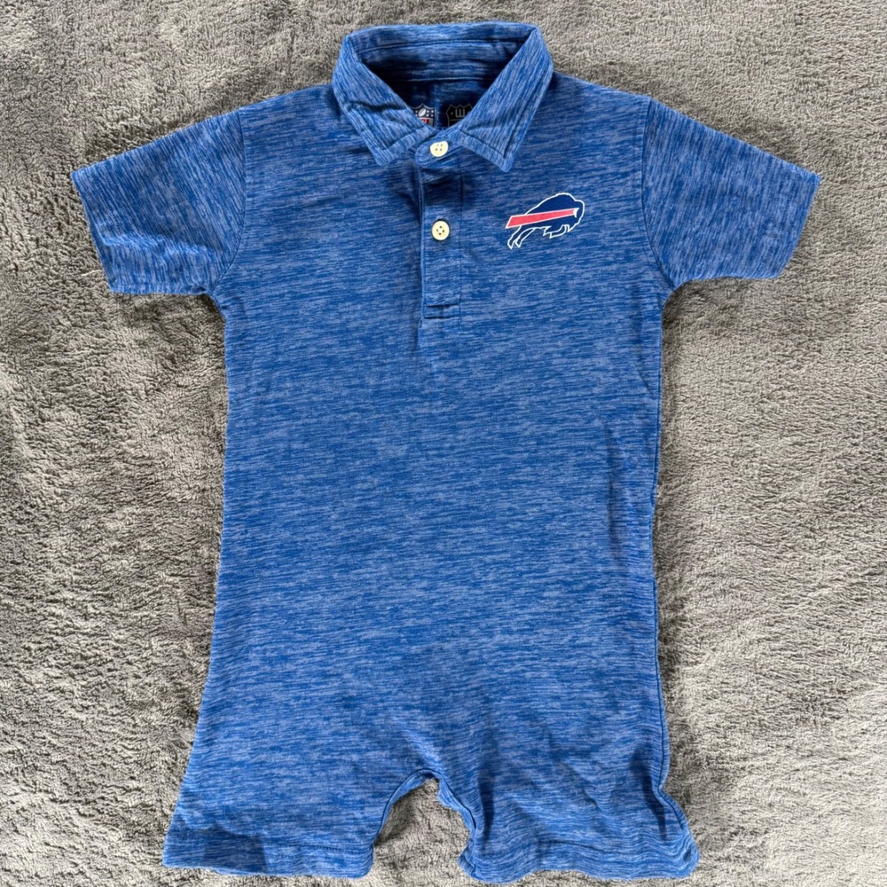 Wes and Willy Short Leg Polo Romper 24M Blue Buffalo Bills NFL Football